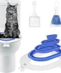 Cat Toilet Training Kit, Plastic Sand Box Mat Trainer Toilet Cleaning Hygienic Pet Supply