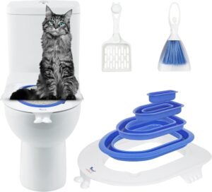 Cat Toilet Training Kit, Plastic Sand Box Mat Trainer Toilet Cleaning Hygienic Pet Supply