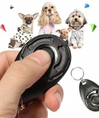 Dog Puppy Pet Button Clicker Sound Keyring Clip Obedience Training Teaching Tool black ABS + Stainless Steel