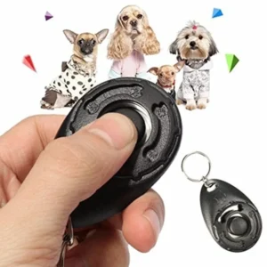 Dog Puppy Pet Button Clicker Sound Keyring Clip Obedience Training Teaching Tool black ABS + Stainless Steel